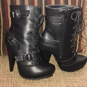 Charlotte Russe lace up black booties